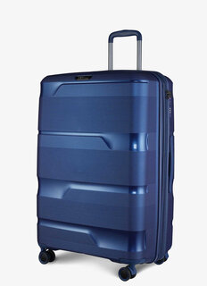 Большой чемодан V&V TRAVEL METALLO на 105/115 л весом 4,5 кг из полипропилена Синий